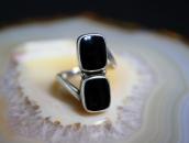 【GARDEN OF THE GODS】 Atq Silver Ring w/Two Black Onyx c.1940