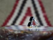 【GARDEN OF THE GODS】 Atq Silver Ring w/Two Black Onyx c.1940