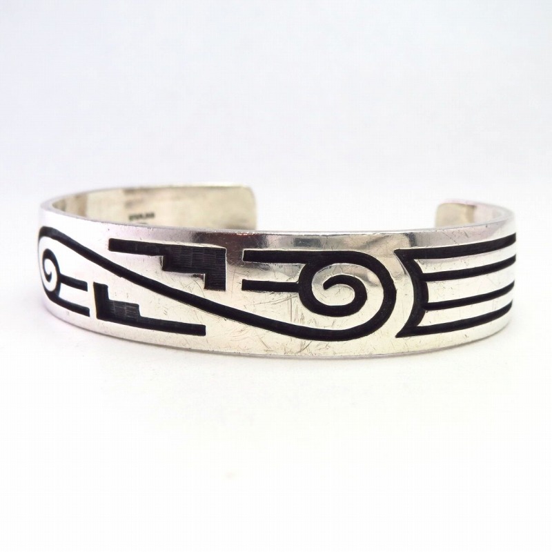 【Lawrence Saufkie】 Old Hopi Overlay Cuff Bracelet  c.1980～