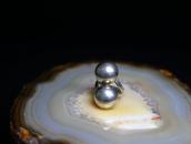 Vtg Two "Navajo Pearls" Face Tourist Ring in Silver  c.1950～