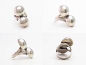 Vtg Two "Navajo Pearls" Face Tourist Ring in Silver  c.1950～