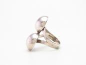 Vtg Two "Navajo Pearls" Face Tourist Ring in Silver  c.1950～