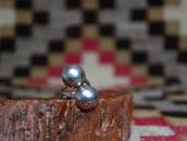 Vtg Two "Navajo Pearls" Face Tourist Ring in Silver  c.1950～