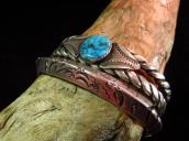 Vintage Stamp & Engraving TriangleWire Cuff c.1950