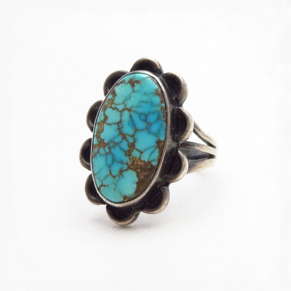 Vintage Navajo Silver Ring w/Gem Quality Turquoise  c.1940～