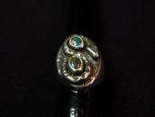 Vintage Zuni Snake Patched Ring w/Gem Grade Bisbee TQ c.1970