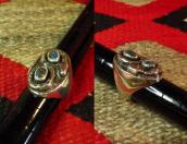 Vintage Zuni Snake Patched Ring w/Gem Grade Bisbee TQ c.1970