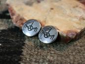 Vintage Navajo Horned Moon Overlay Clip On Earrings  c.1950～