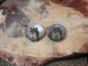Vintage Navajo Horned Moon Overlay Clip On Earrings  c.1950～