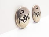 Vintage Navajo Horned Moon Overlay Clip On Earrings  c.1950～