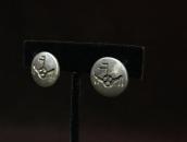 Vintage Navajo Horned Moon Overlay Clip On Earrings  c.1950～
