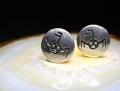 Vintage Navajo Horned Moon Overlay Clip On Earrings  c.1950～