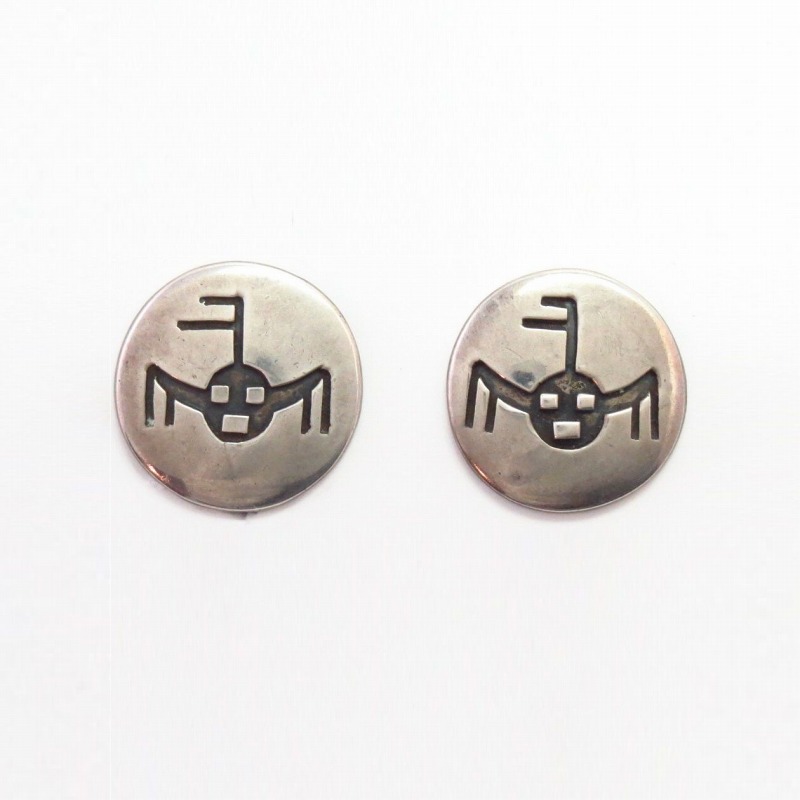 Vintage Navajo Horned Moon Overlay Clip On Earrings  c.1950～