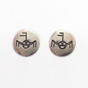Vintage Navajo Horned Moon Overlay Clip On Earrings  c.1950～