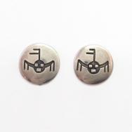 Vintage Navajo Horned Moon Overlay Clip On Earrings  c.1950～