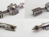 Antique Stamped Arrow & Thunderbird Silver Small Pin  c.1930