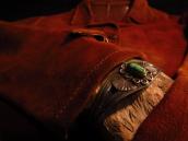 Antique Split Silver Cuff w/Cabochon Cut TQ c.1930