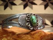 Antique Split Silver Cuff w/Cabochon Cut TQ c.1930