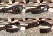 Antique Split Silver Cuff w/Cabochon Cut TQ c.1930