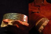 Antique Thunderbird & 卍 Stamped Copper Cuff c.1930