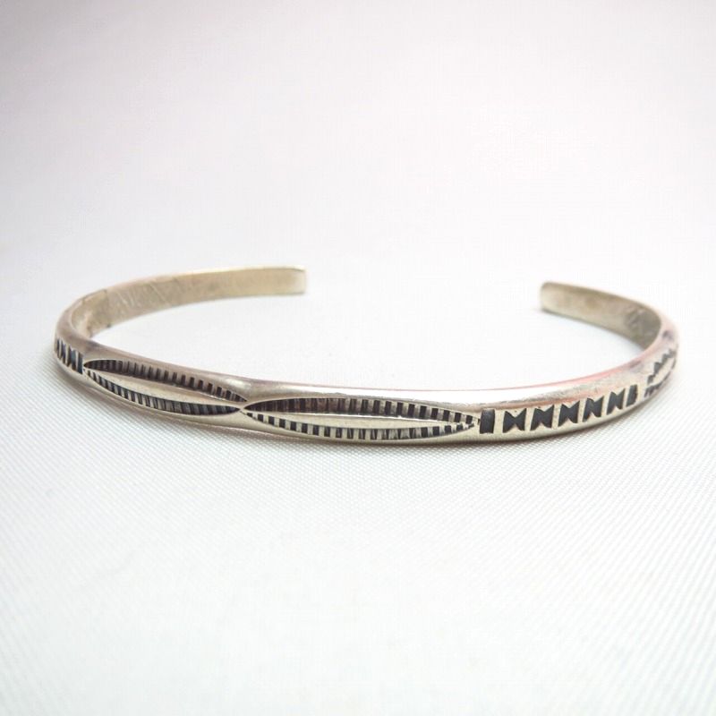 Vintage Navajo Stamped Silver Narrow Cuff c.1950
