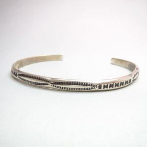 Vintage Navajo Stamped Silver Narrow Cuff c.1950
