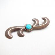 【NAVAJO GUILD】 Cast Silver Pin Brooch w/Turquoise  c.1945～