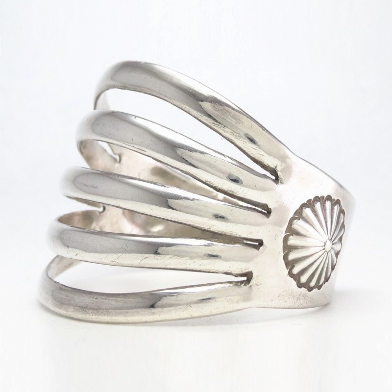 Vtg Navajo IngotSilver Split Band Wide Cuff Bracelet c.1940～