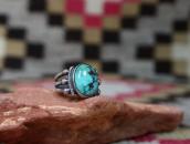Atq Navajo Ingot Silver Split Shank Ring w/Turquoise c.1920～