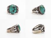Atq Navajo Ingot Silver Split Shank Ring w/Turquoise c.1920～