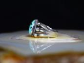 Atq Navajo Ingot Silver Split Shank Ring w/Turquoise c.1920～
