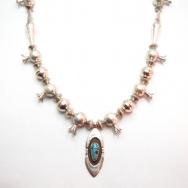 Joe H. Quintana Cochiti SilverBead Necklace w/Hi-Grade #8 TQ