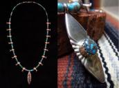 【Joe H. Quintana】 TQ & Silver Bead Necklace w/Nevada Blue TQ