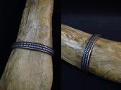 Vintage Navajo Rope Stamped Silver Cuff Bracelet c.1950