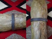 Vintage Navajo Rope Stamped Silver Cuff Bracelet c.1950