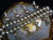 Vtg Navajo Stamped Bead w/Squash Blossom Necklace c.1960～