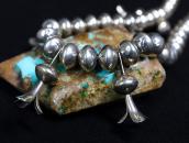 Vtg Navajo Stamped Bead w/Squash Blossom Necklace c.1960～
