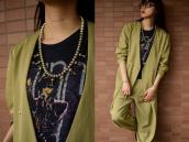 Vtg Navajo Stamped Bead w/Squash Blossom Necklace c.1960～