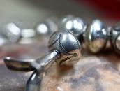 Vtg Navajo Stamped Bead w/Squash Blossom Necklace c.1960～