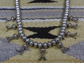 Vtg Navajo Stamped Bead w/Squash Blossom Necklace c.1960～