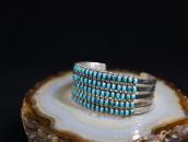 Vintage Zuni 5 Row Rect. Gem Turquois Cuff in Silver c.1945～