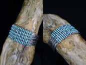 Vintage Zuni 5 Row Rect. Gem Turquois Cuff in Silver c.1945～