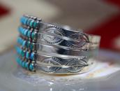 Vintage Zuni 5 Row Rect. Gem Turquois Cuff in Silver c.1945～