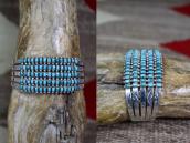 Vintage Zuni 5 Row Rect. Gem Turquois Cuff in Silver c.1945～