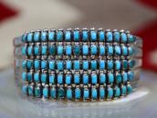 Vintage Zuni 5 Row Rect. Gem Turquois Cuff in Silver c.1945～