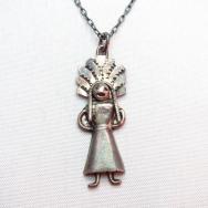 Vintage Silver Small Indian Fob Necklace  c.1940