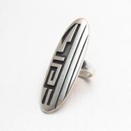 Lawrence Saufkie Hopi Overlay Oval Face Silver Ring  c.1980～