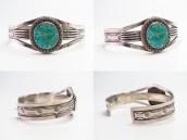 Atq Navajo or Pueblo GemTurquoise & Crimped Wire Cuff c1940～