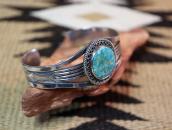 Atq Navajo or Pueblo GemTurquoise & Crimped Wire Cuff c1940～