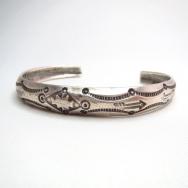Antique Arrow Stamp Silver Domed Cuff Bracelet  c.1930